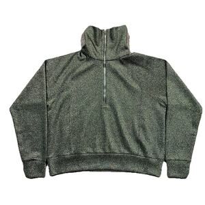 Spanx Metallic Gold Black Half Zip Pullover Sweater Medium